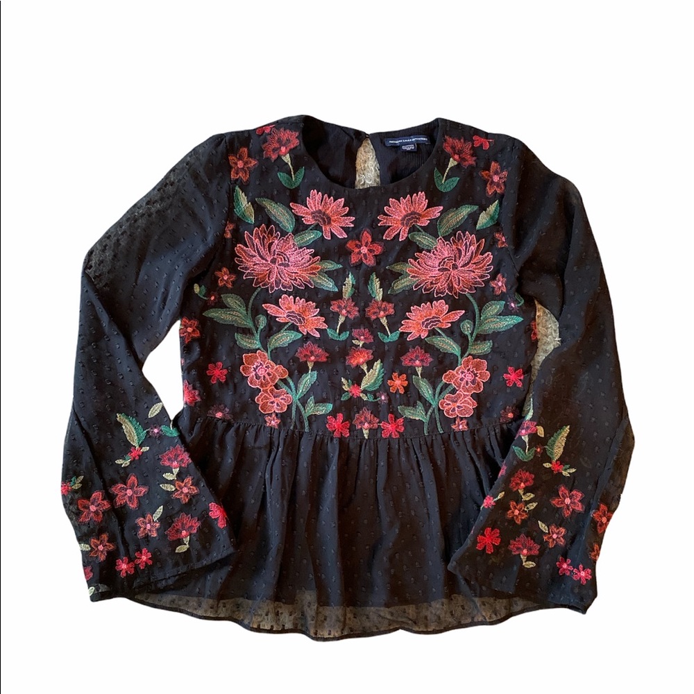 American Eagle Black Embroidered Top